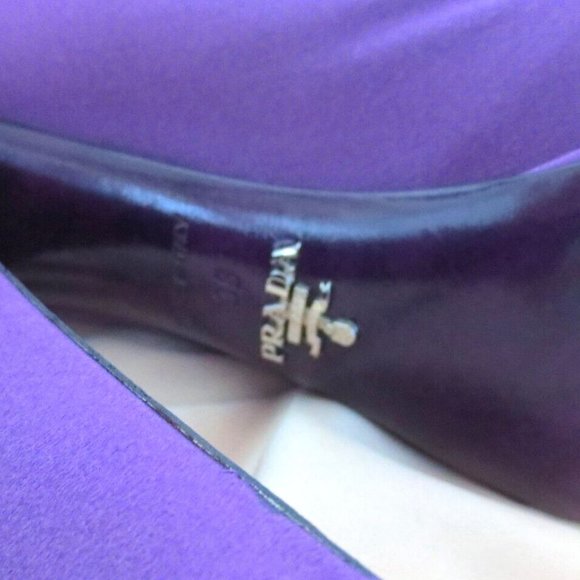 NIB PRADA SATIN MARY JANE PLATFORM PUMPS JEWELED HEEL - Picture 9 of 12